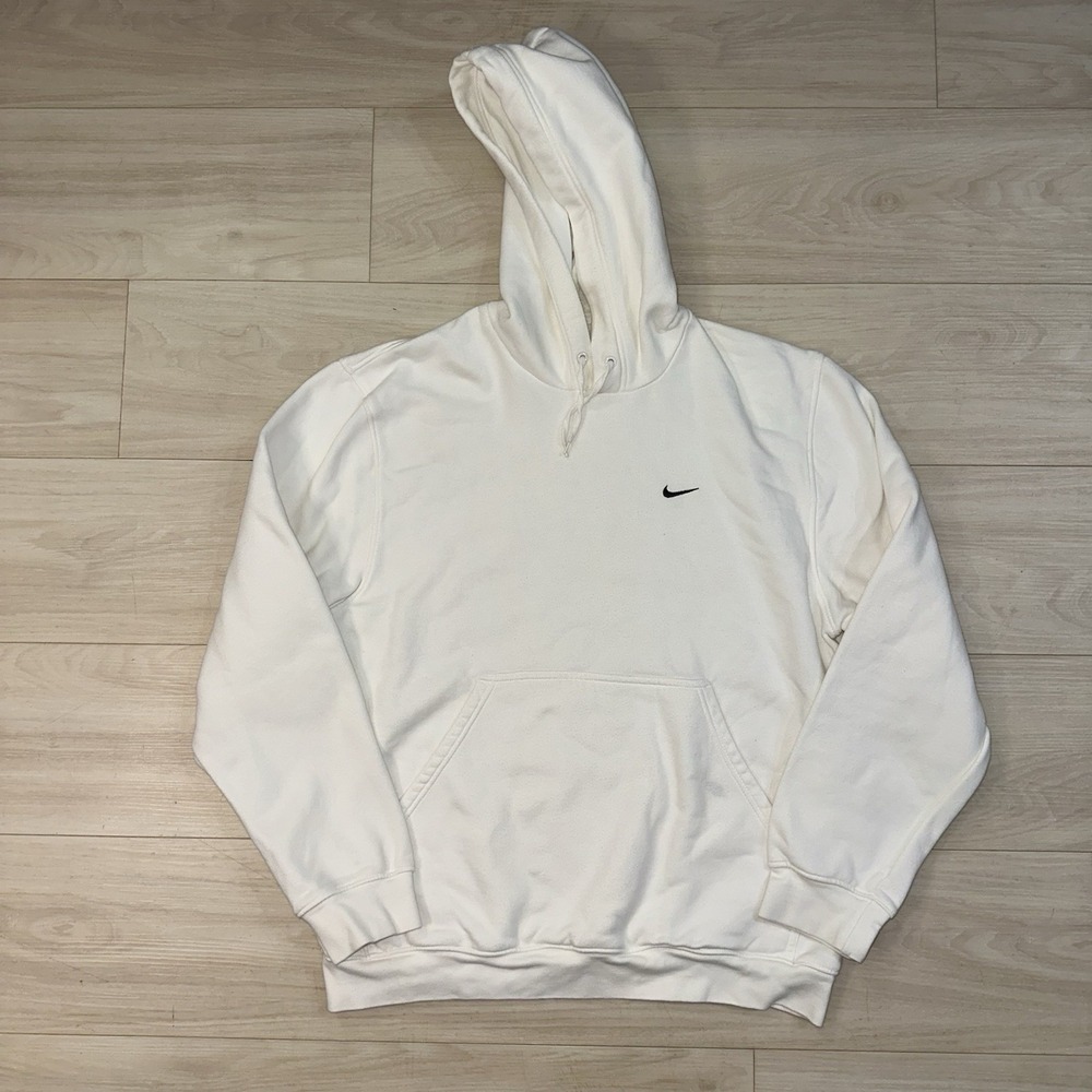 Y2K‎ Nike Sweatshirt Size M Off White Sportswear Swoosh Hoodie Fleece Pullover
